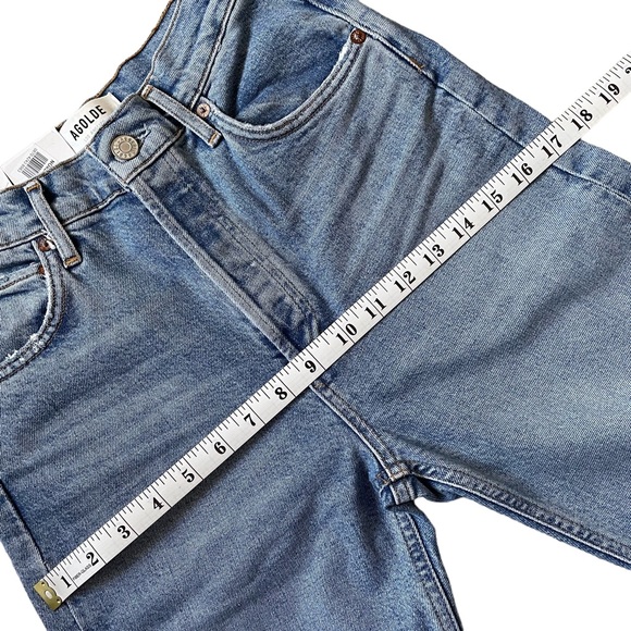 Agolde Riley High-Rise Distressed Straight Crop Jeans Stretch Button Fly NWT - Picture 10 of 16